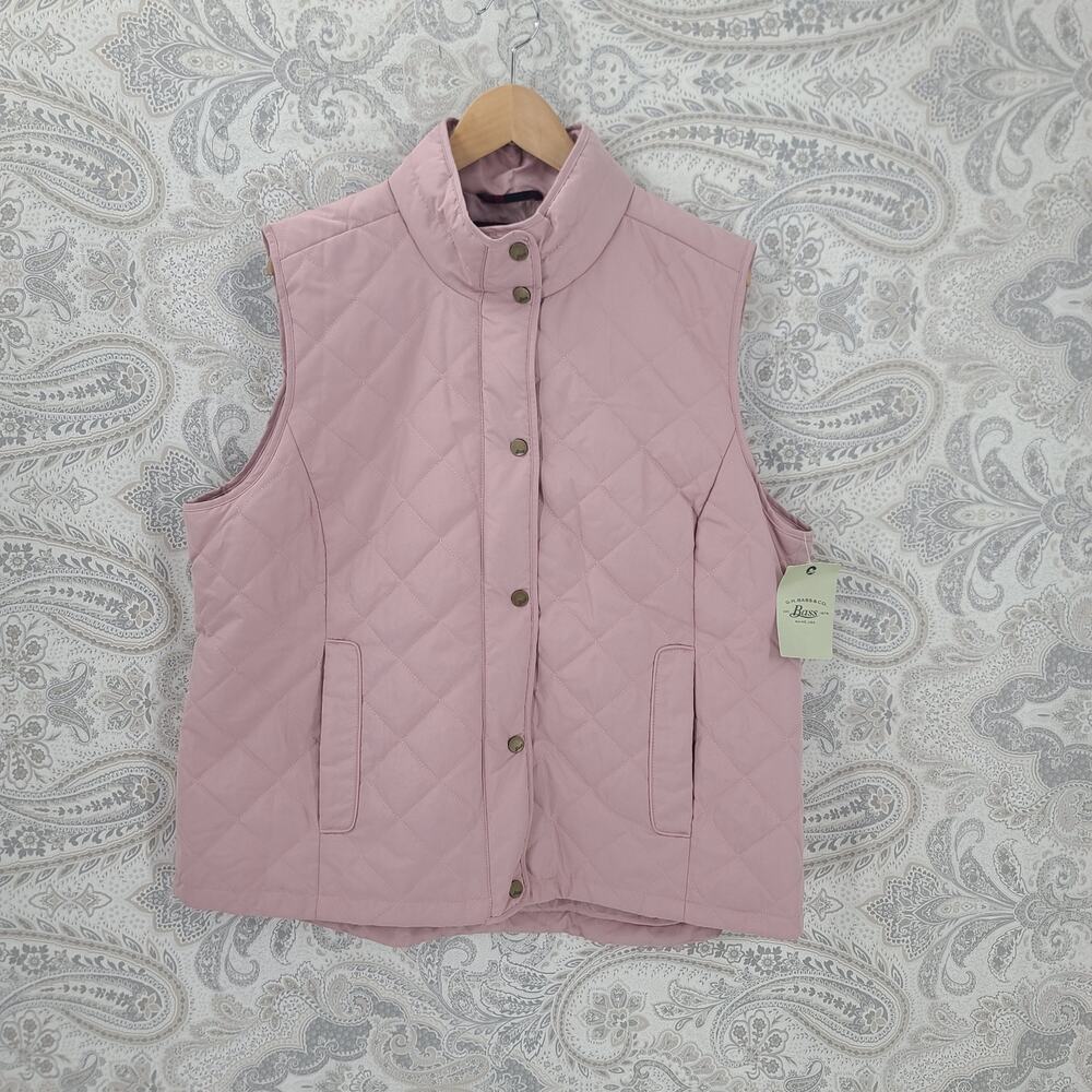 G.H. Bass & Co women's quilted vest pink Gorpcore preppy classic  NWT Size XXL